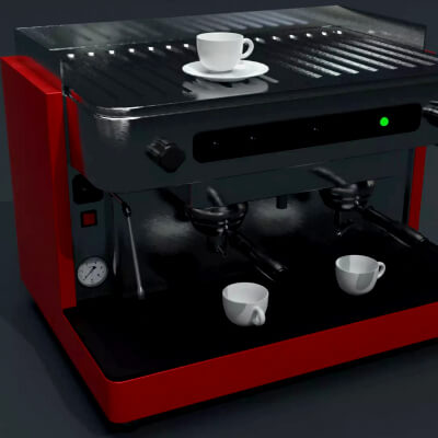 Commercial Medium Coffee Machine Low-Poly PBR 3D Model