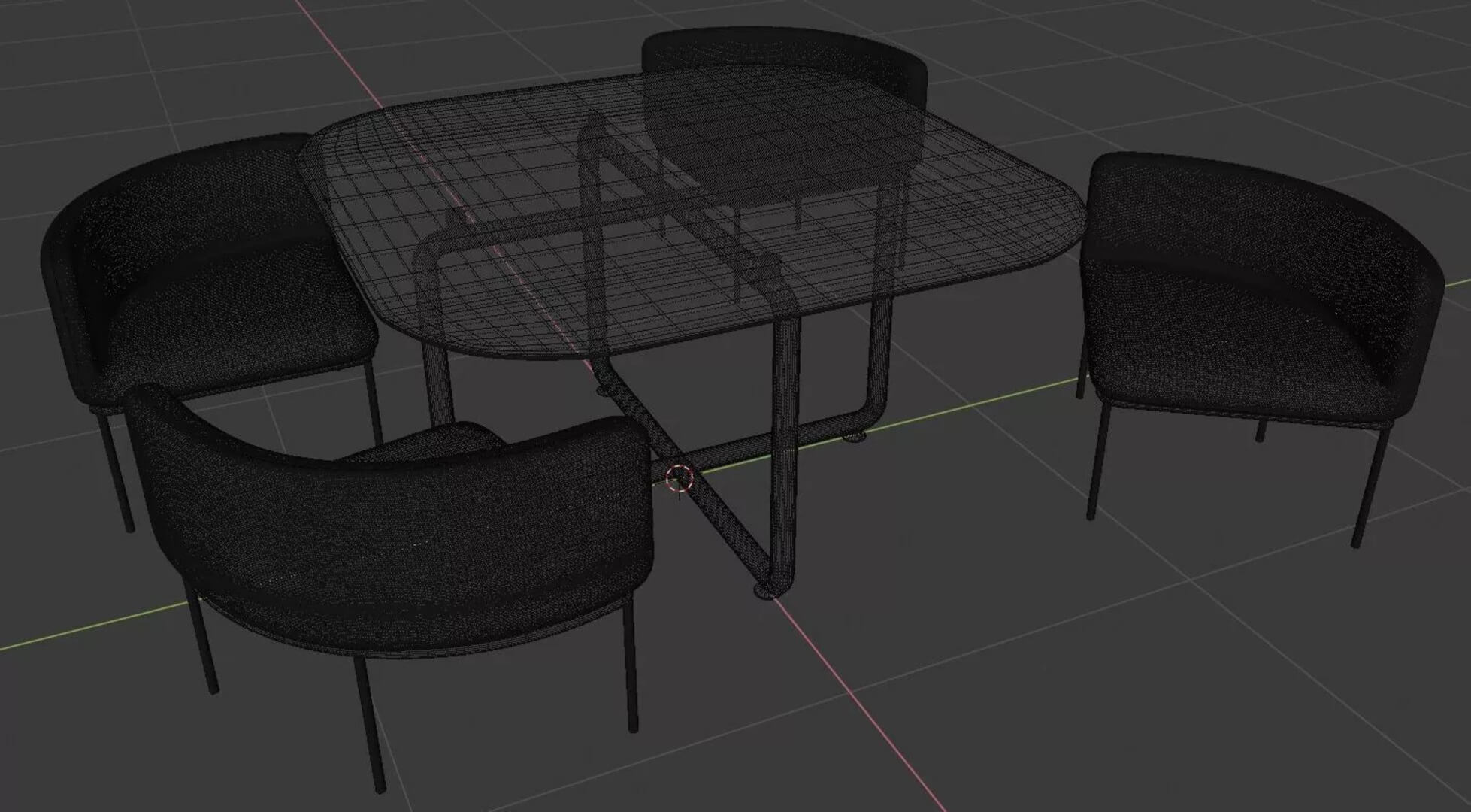 Dining Table with 4 Leather Chairs PBR 3D Model Set 3D Model