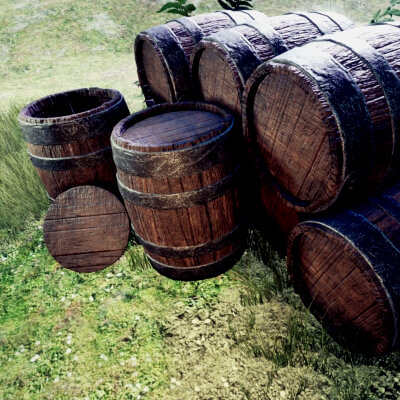 Game-Ready Medieval Wooden Barrel (PBR)