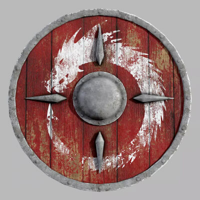 Game-Ready Viking Wooden Round Shield (PBR)