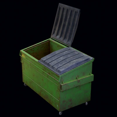 Industrial Garbage Dumpster Trash Can - Low-Poly PBR 3D Mode