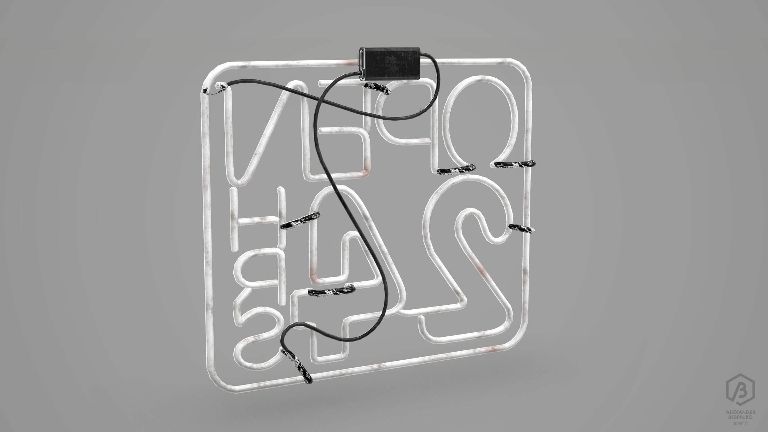 Japanese Signs Set Sign Neon 24h - Game Ready PBR 3D Model 3D Model