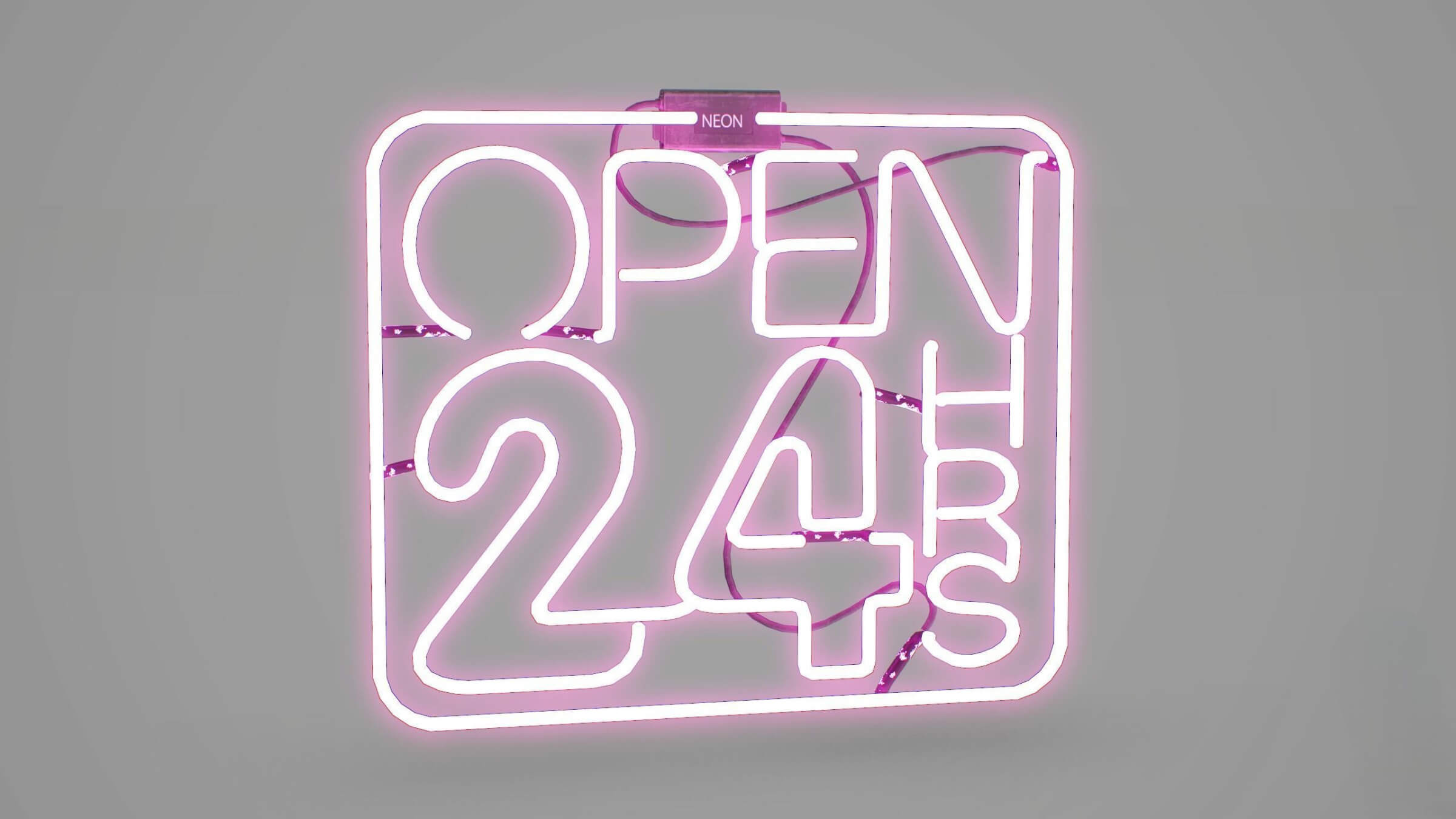 Japanese Signs Set Sign Neon 24h - Game Ready PBR 3D Model 3D Model