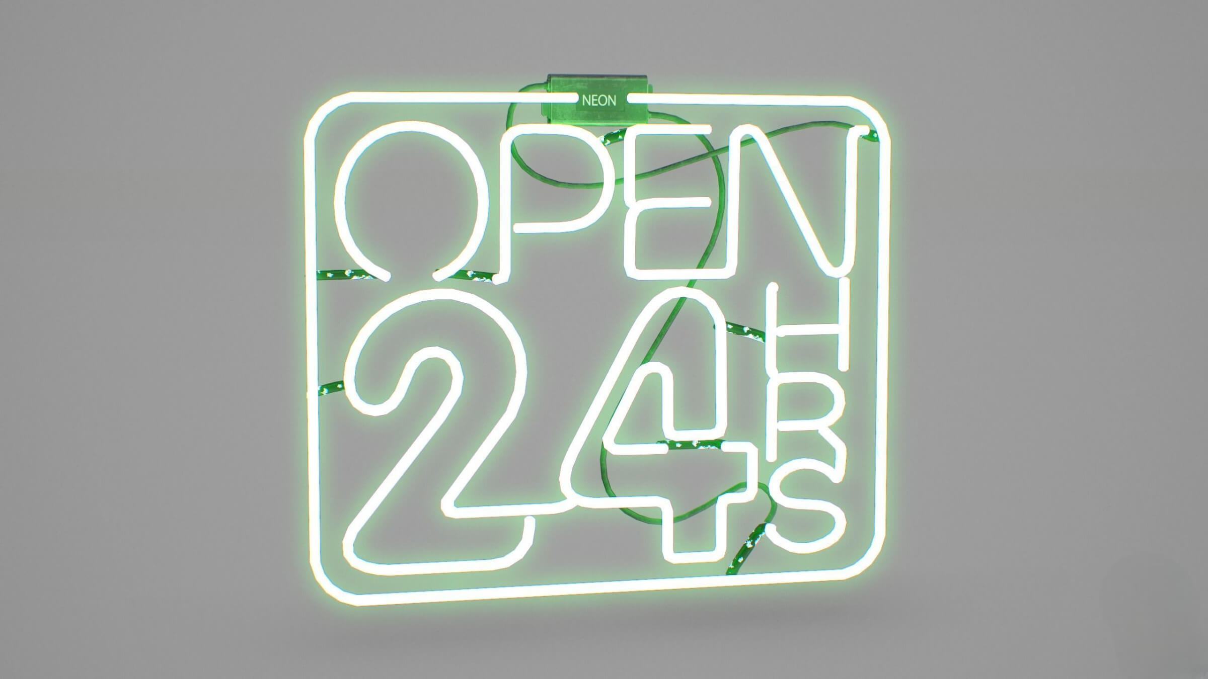 Japanese Signs Set Sign Neon 24h - Game Ready PBR 3D Model 3D Model