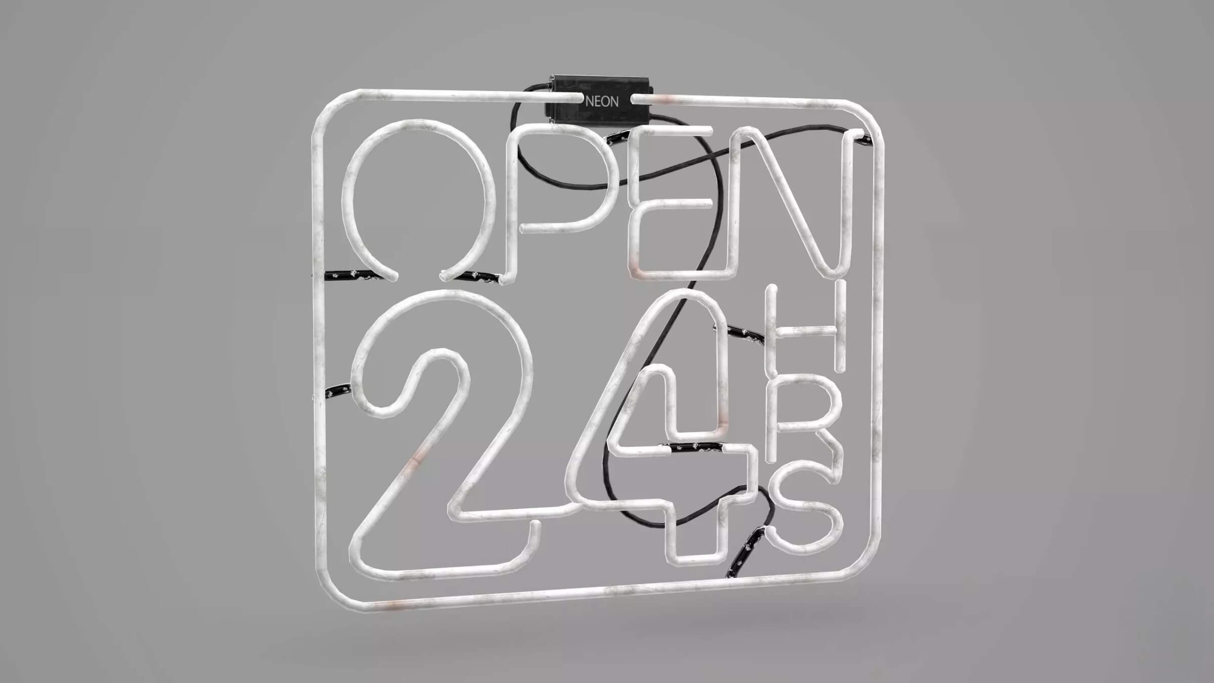 Japanese Signs Set Sign Neon 24h - Game Ready PBR 3D Model 3D Model