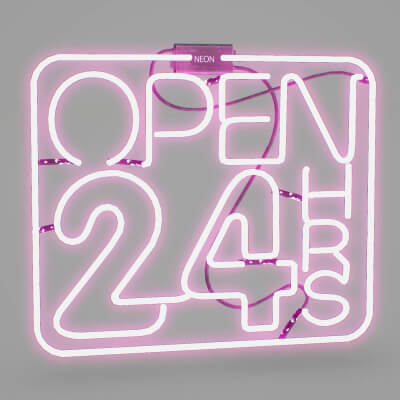 Japanese Signs Set Sign Neon 24h - Game Ready PBR 3D Model