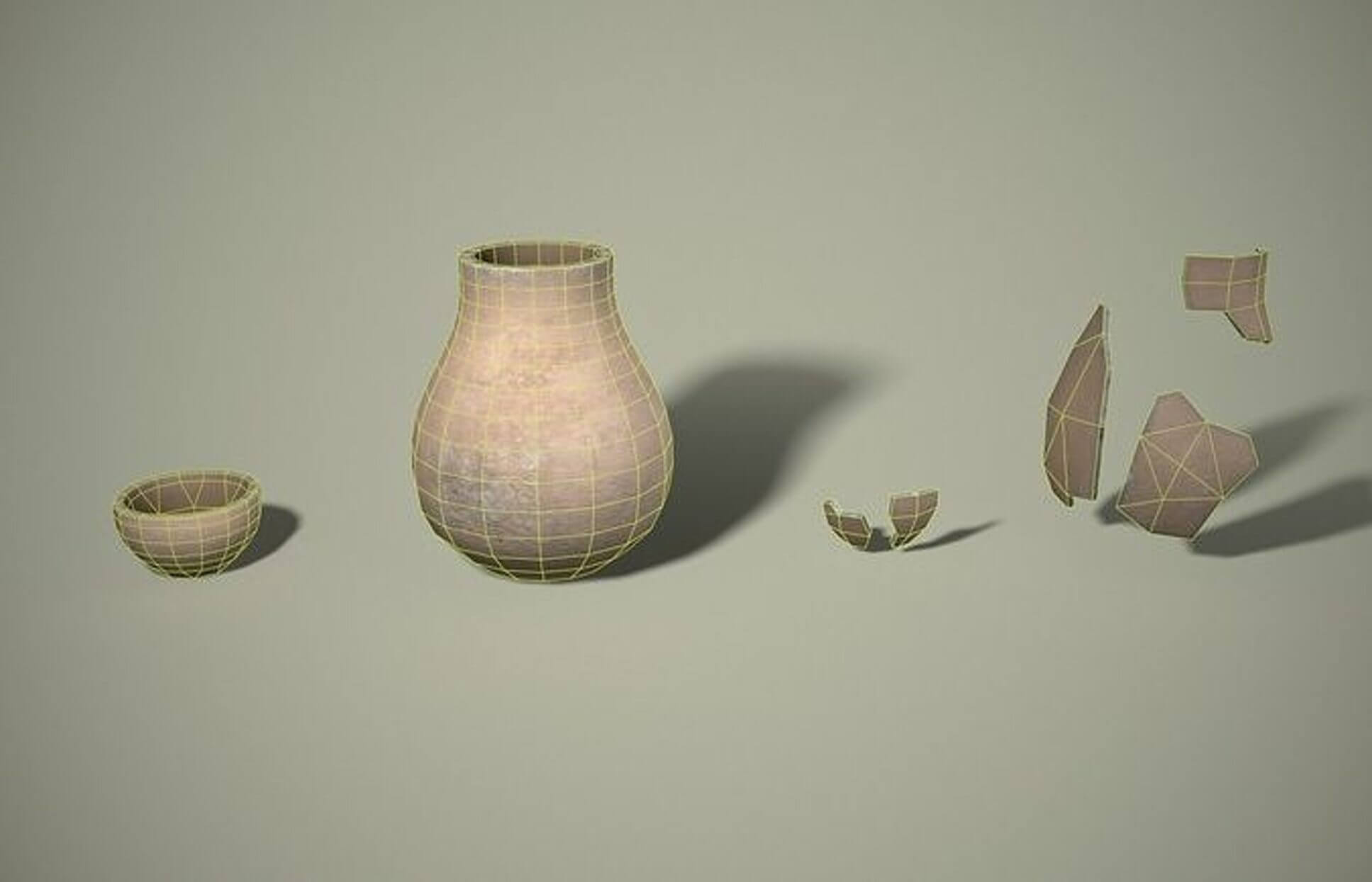 Medieval Clay Pots &amp Shards Set - PBR Low-Poly 3D Model 3D Model