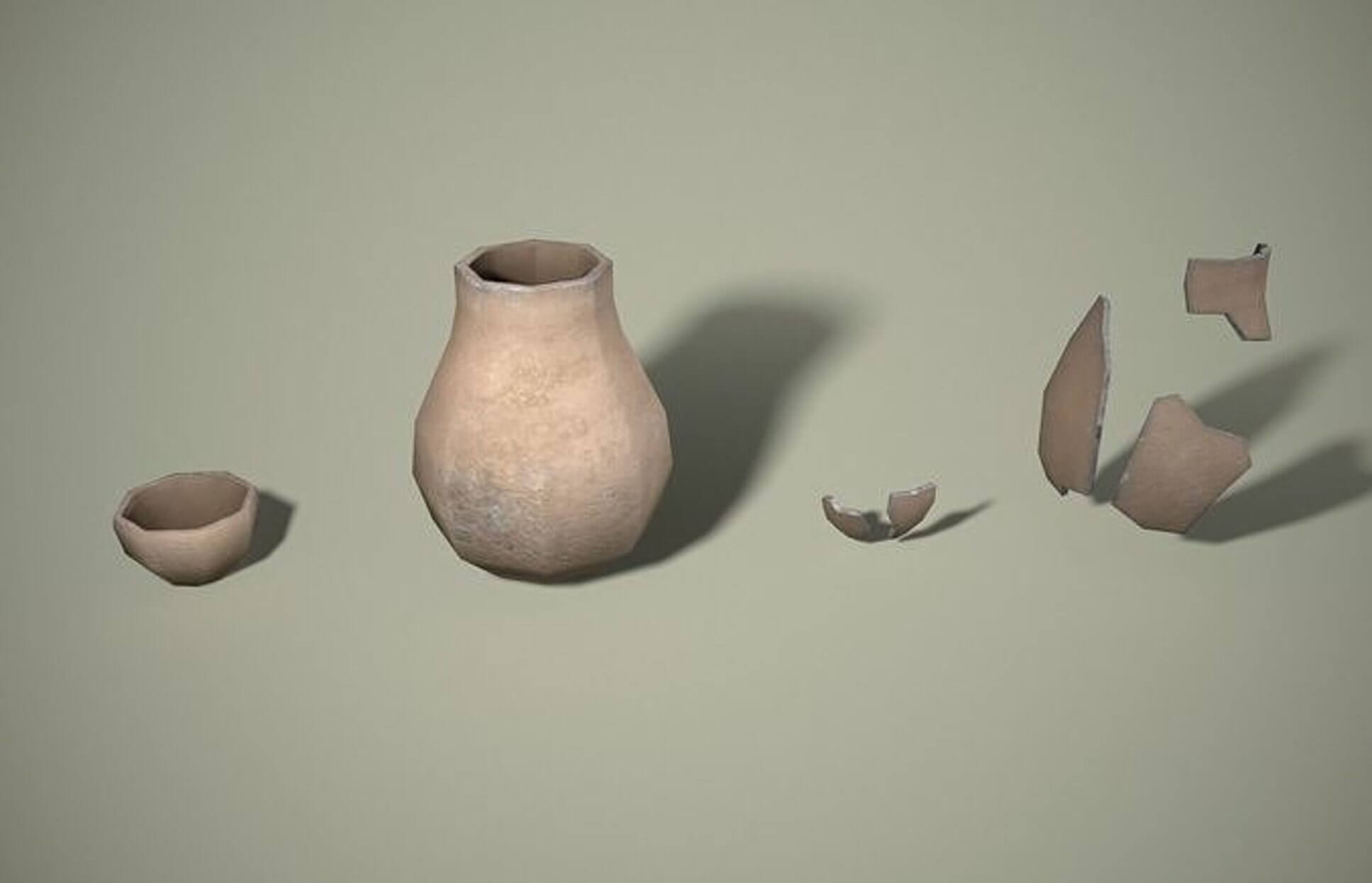 Medieval Clay Pots &amp Shards Set - PBR Low-Poly 3D Model 3D Model