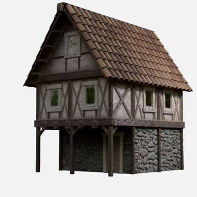 Medieval Town House PBR 3D Model