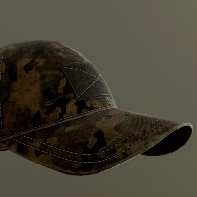 Military Camo Tactical Cap (Game-Ready Low-Poly PBR)