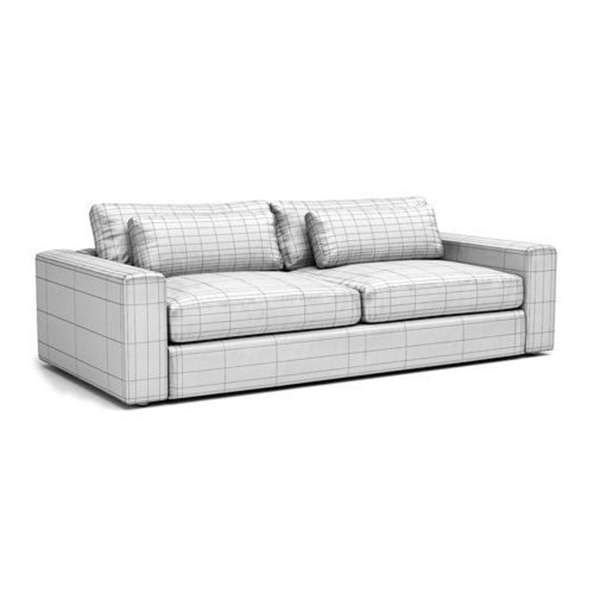 Mirabel Pewter Fabric Sofa - Low-Poly PBR 3D Model 3D Model
