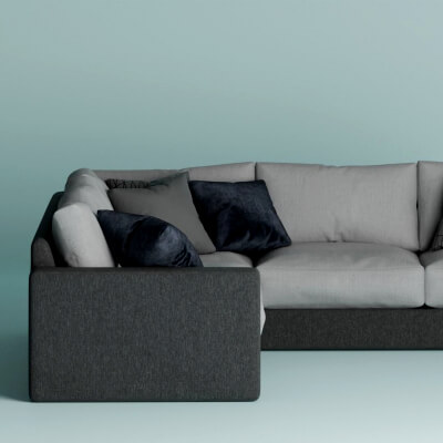Modern Fabric Corner Sofa with Cushions (3D Model)