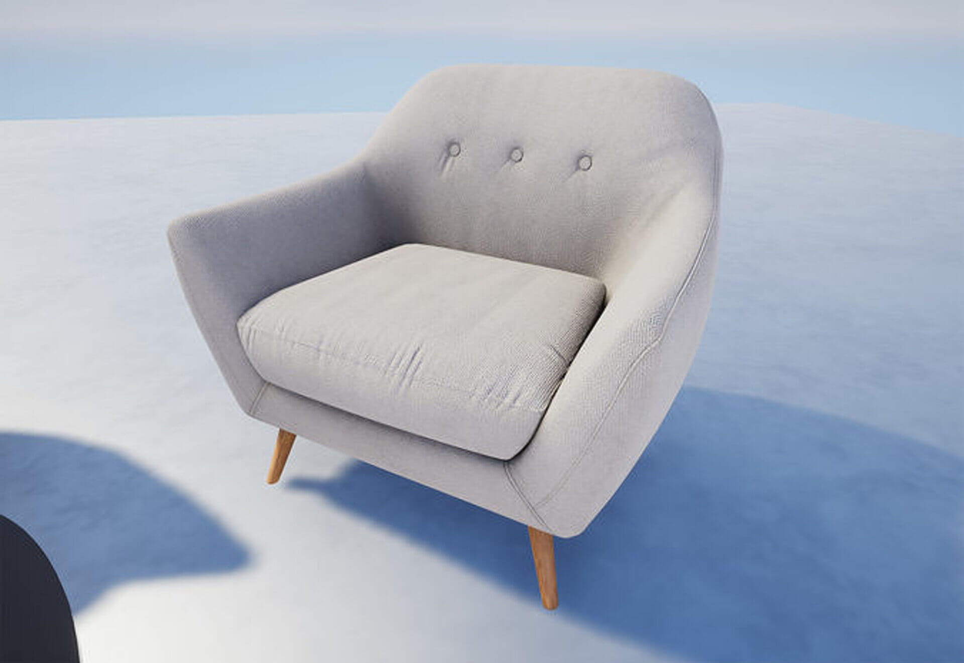 Modern Mid-Century Armchair & Coffee Table Set - Low-Pol 3D Model