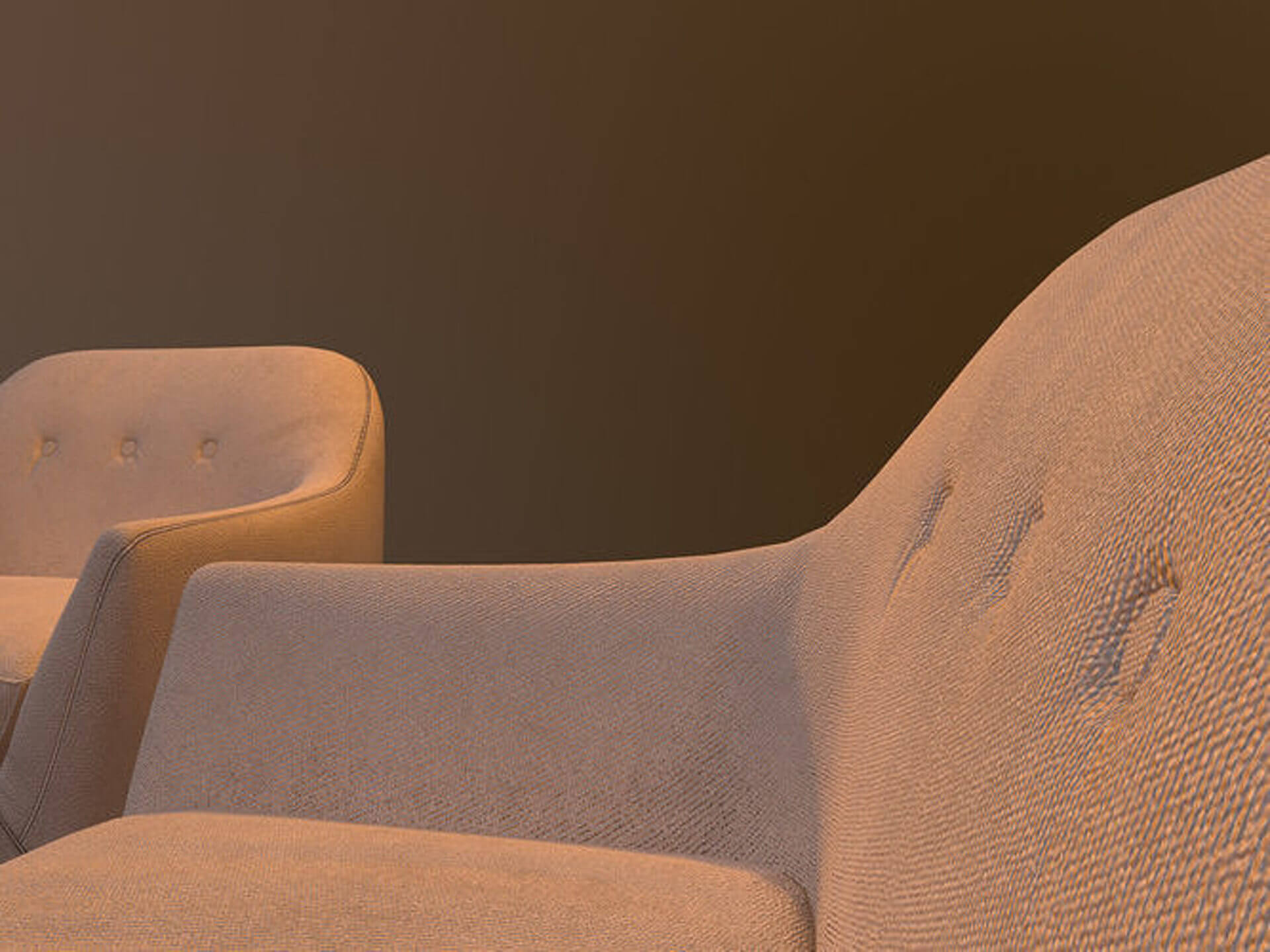 Modern Mid-Century Armchair & Coffee Table Set - Low-Pol 3D Model