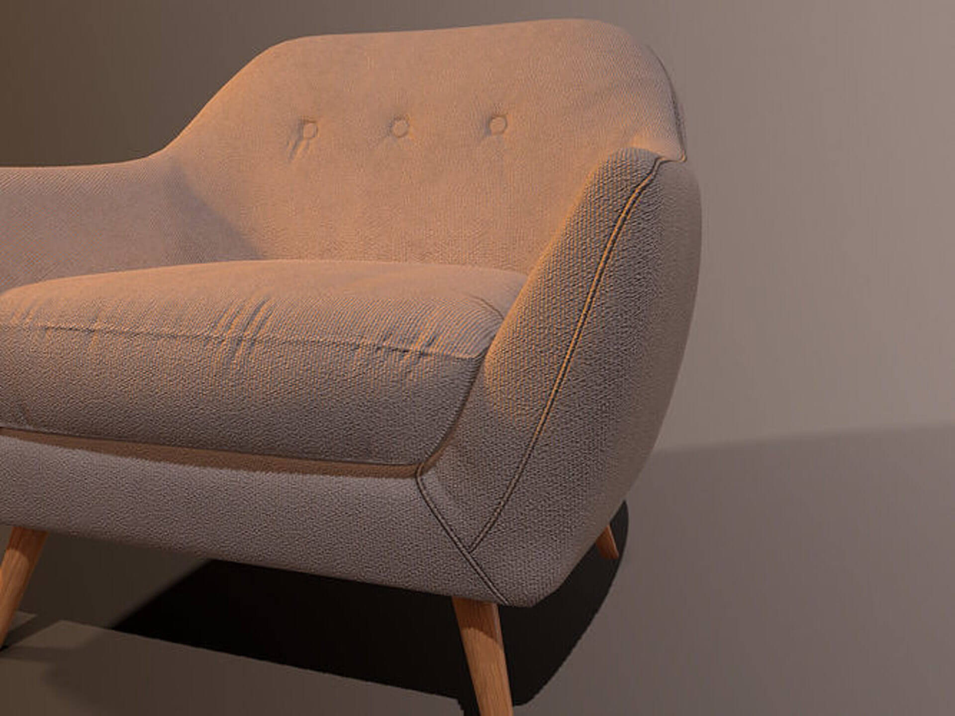 Modern Mid-Century Armchair & Coffee Table Set - Low-Pol 3D Model