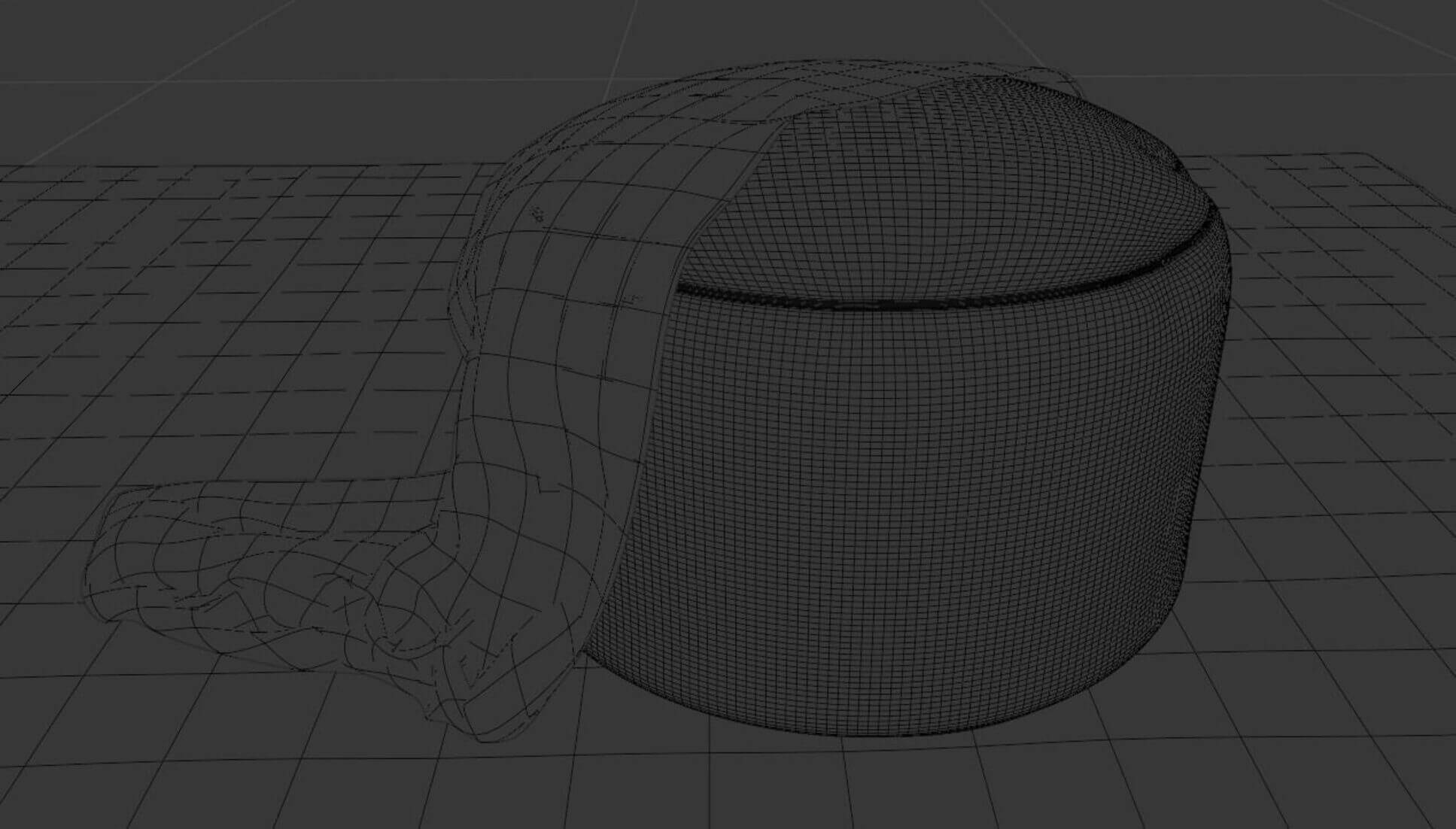 Modern Pouf with Blanket & Carpet Set - PBR 3D Model 3D Model