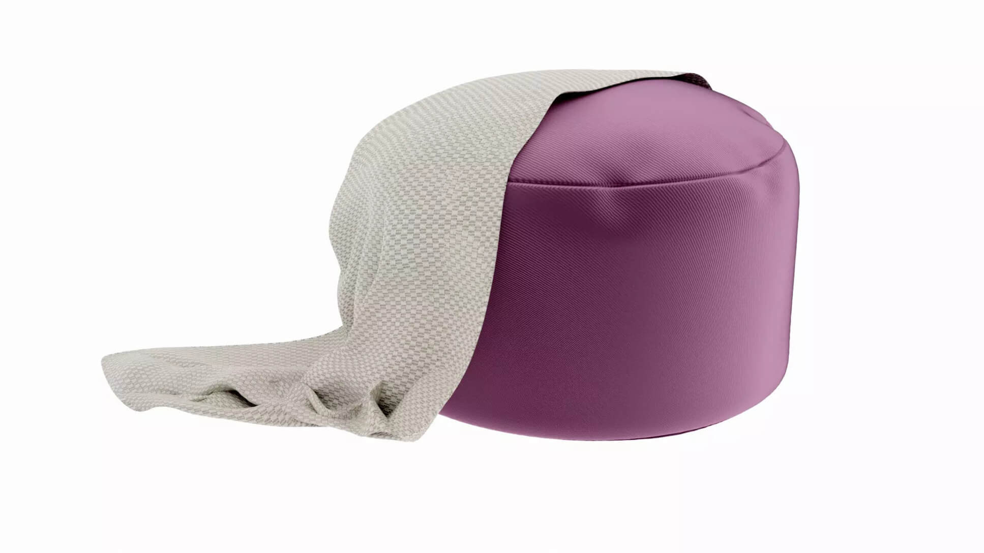 Modern Pouf with Blanket &amp Carpet Set - PBR 3D Model 3D Model