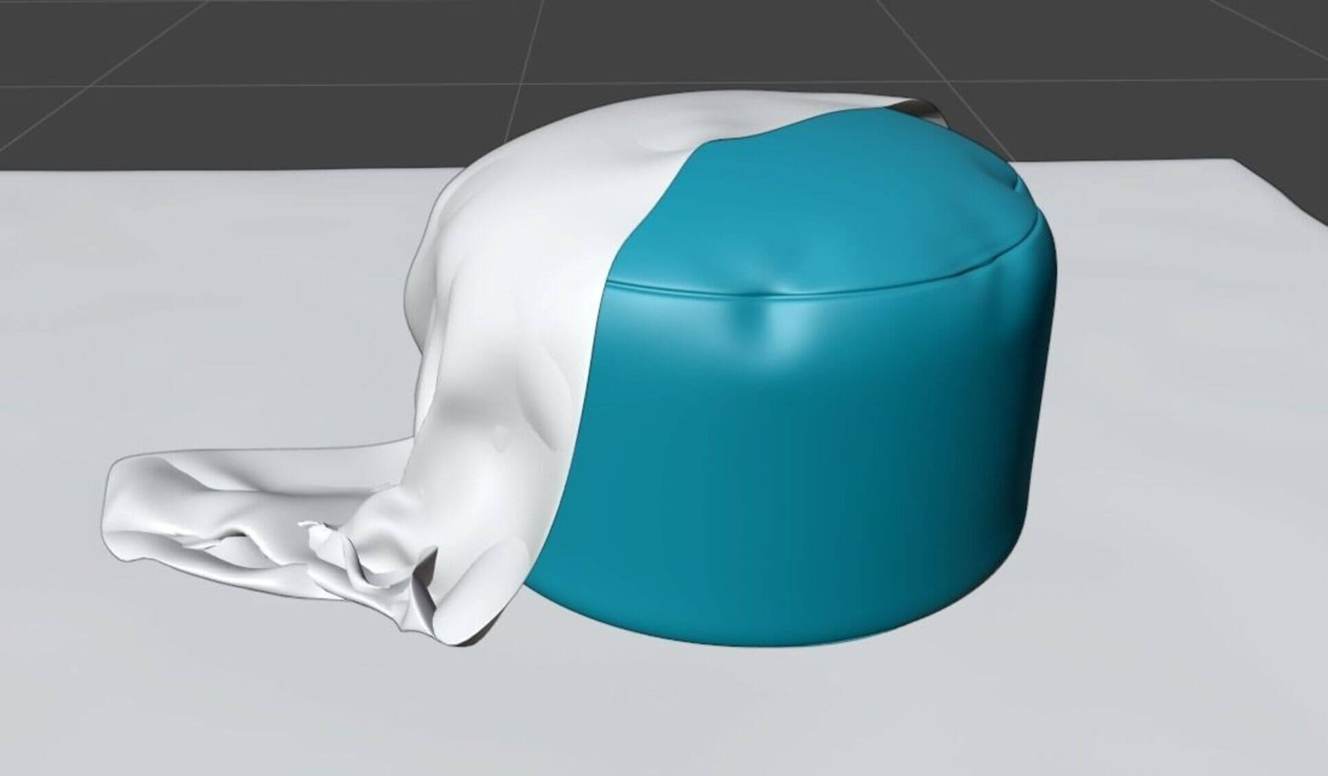 Modern Pouf with Blanket &amp Carpet Set - PBR 3D Model 3D Model