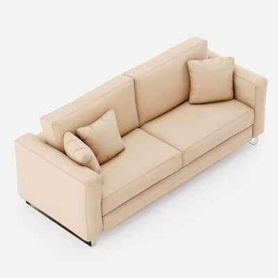 Modern Upholstered Fabric Sofa - Game-Ready PBR 3D Model