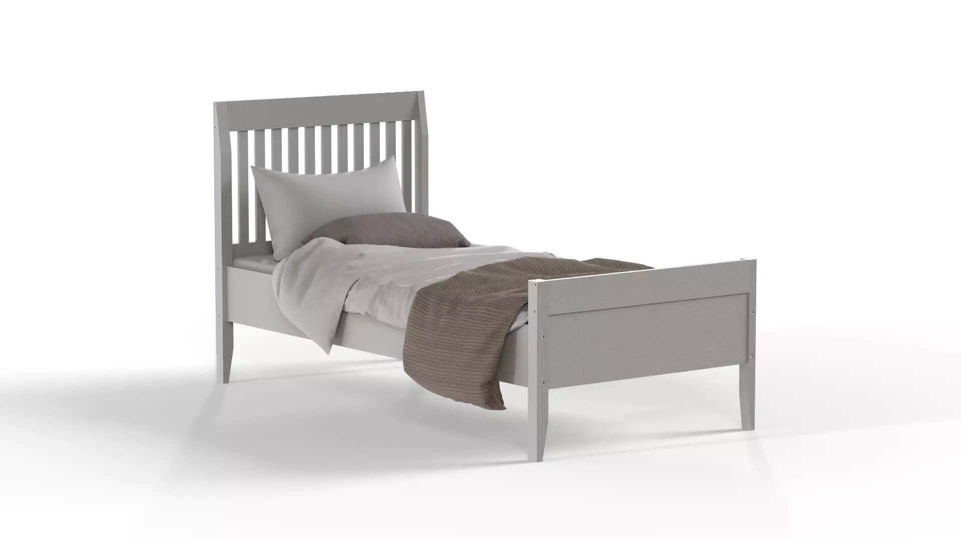 Modern Wooden Single Bed Twin Bed - PBR 3D Model 3D Model