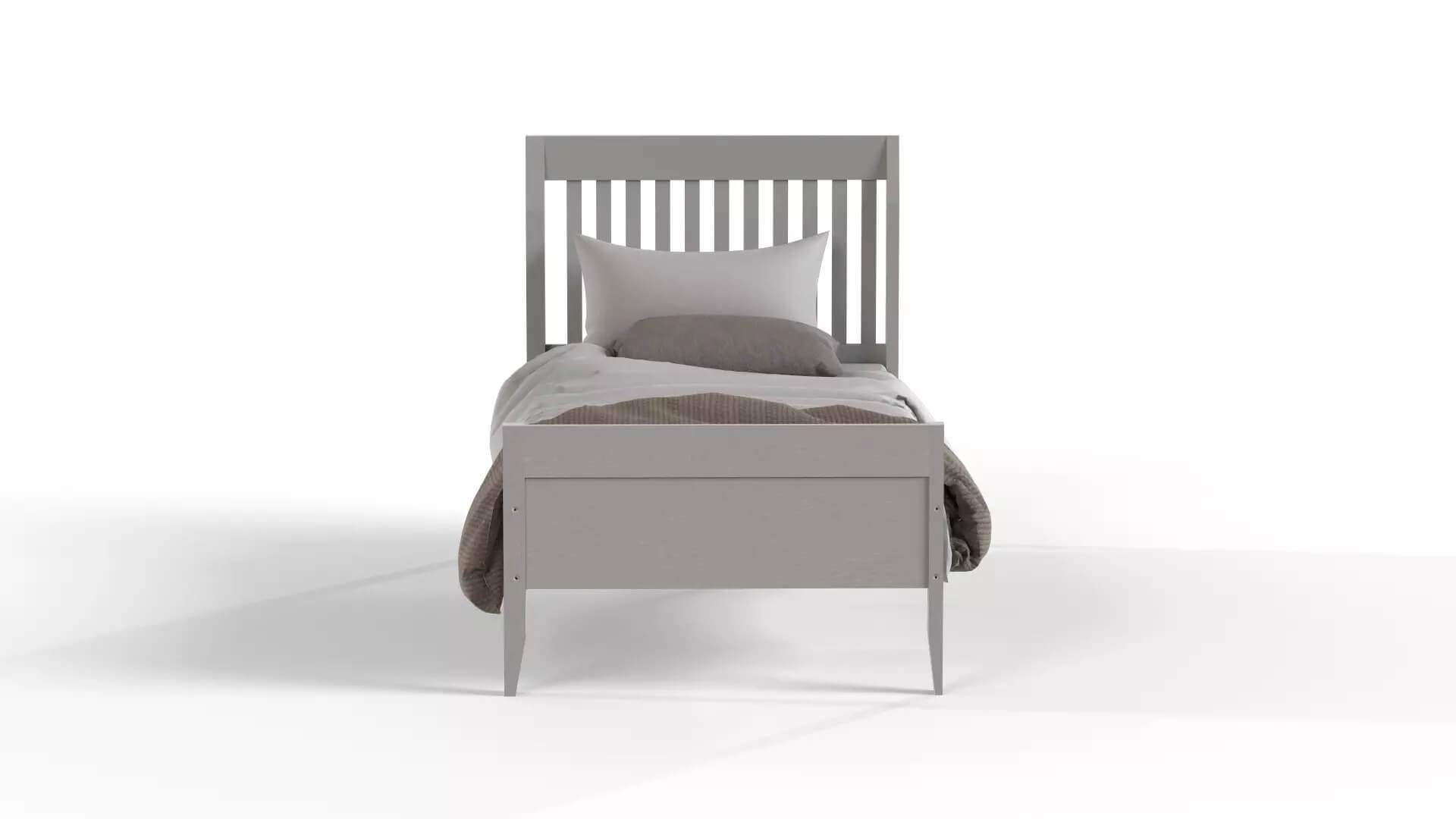 Modern Wooden Single Bed Twin Bed - PBR 3D Model 3D Model