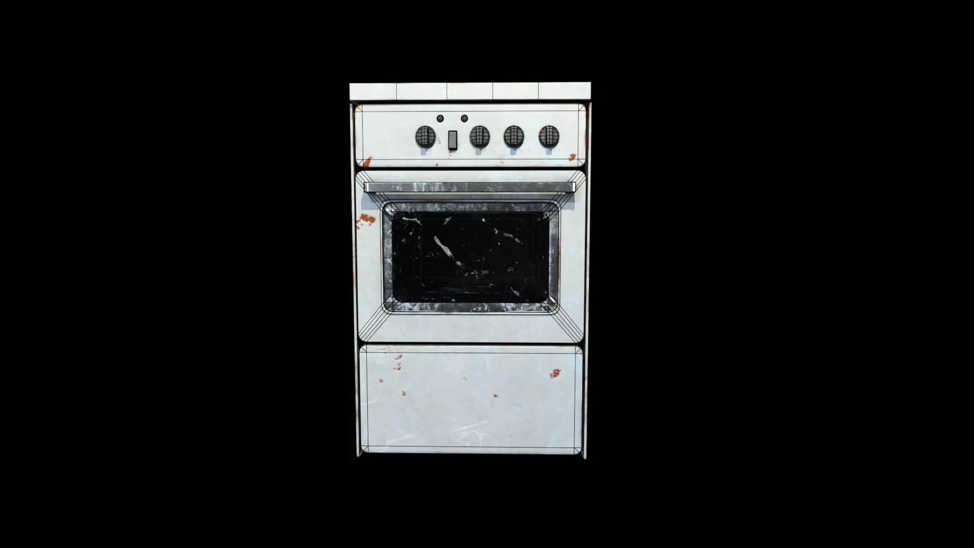 Old Electric Stove &amp Oven - Weathered PBR Low-Poly 3D Mo 3D Model