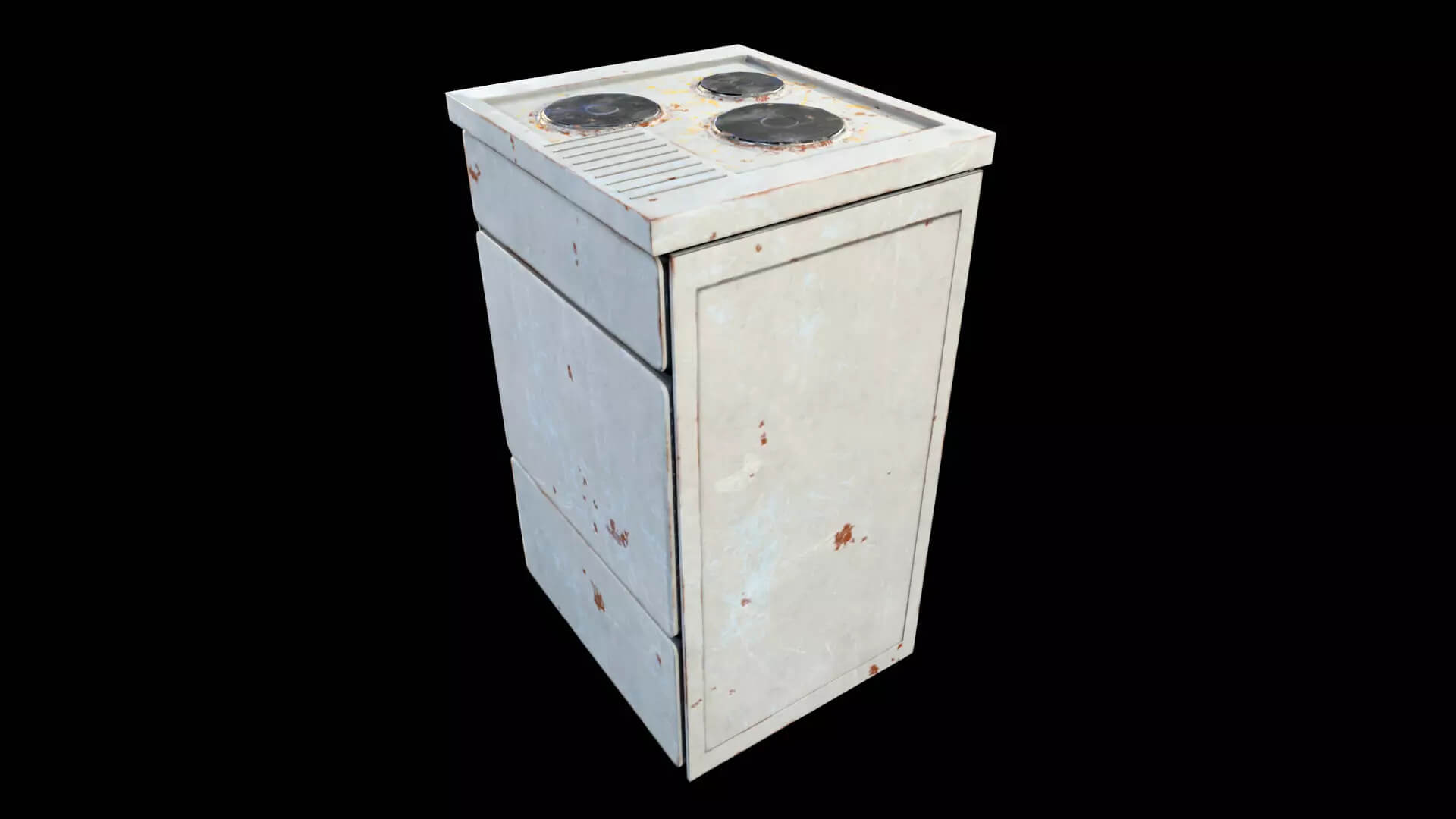 Old Electric Stove & Oven - Weathered PBR Low-Poly 3D Mo 3D Model