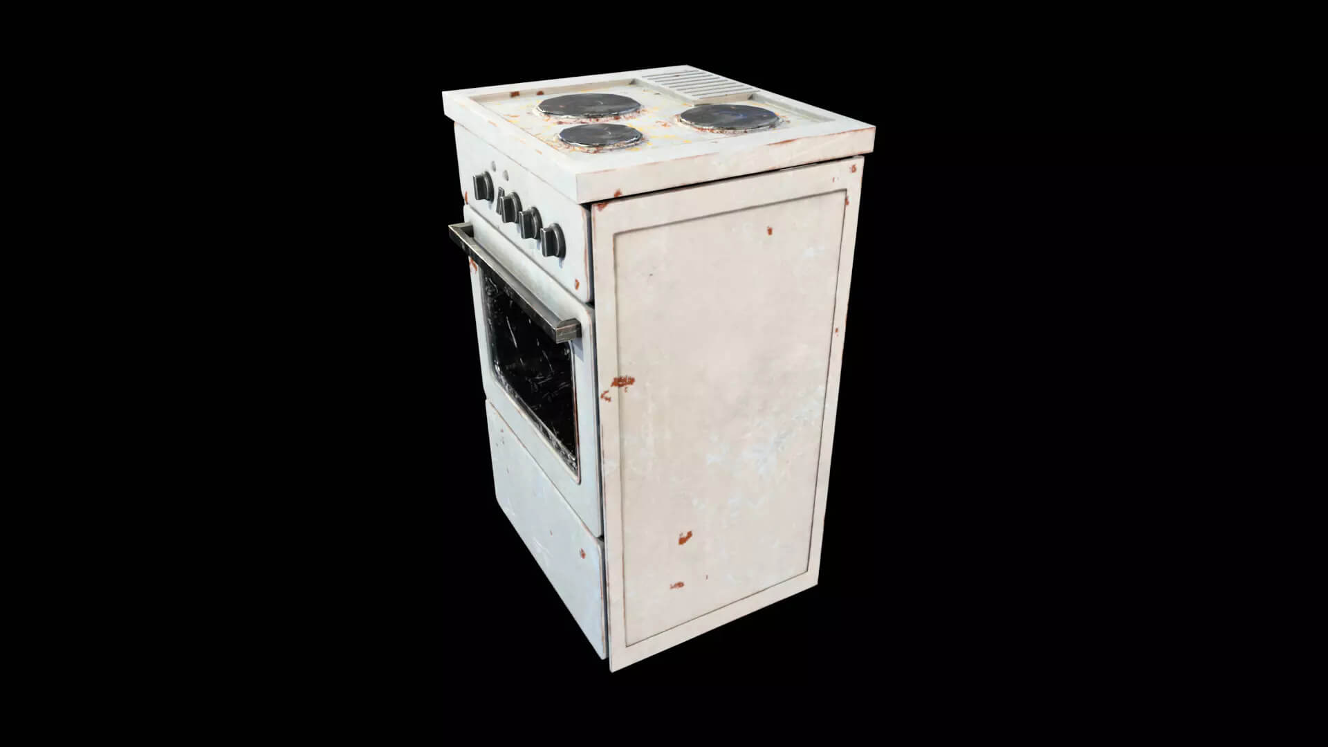 Old Electric Stove &amp Oven - Weathered PBR Low-Poly 3D Mo 3D Model