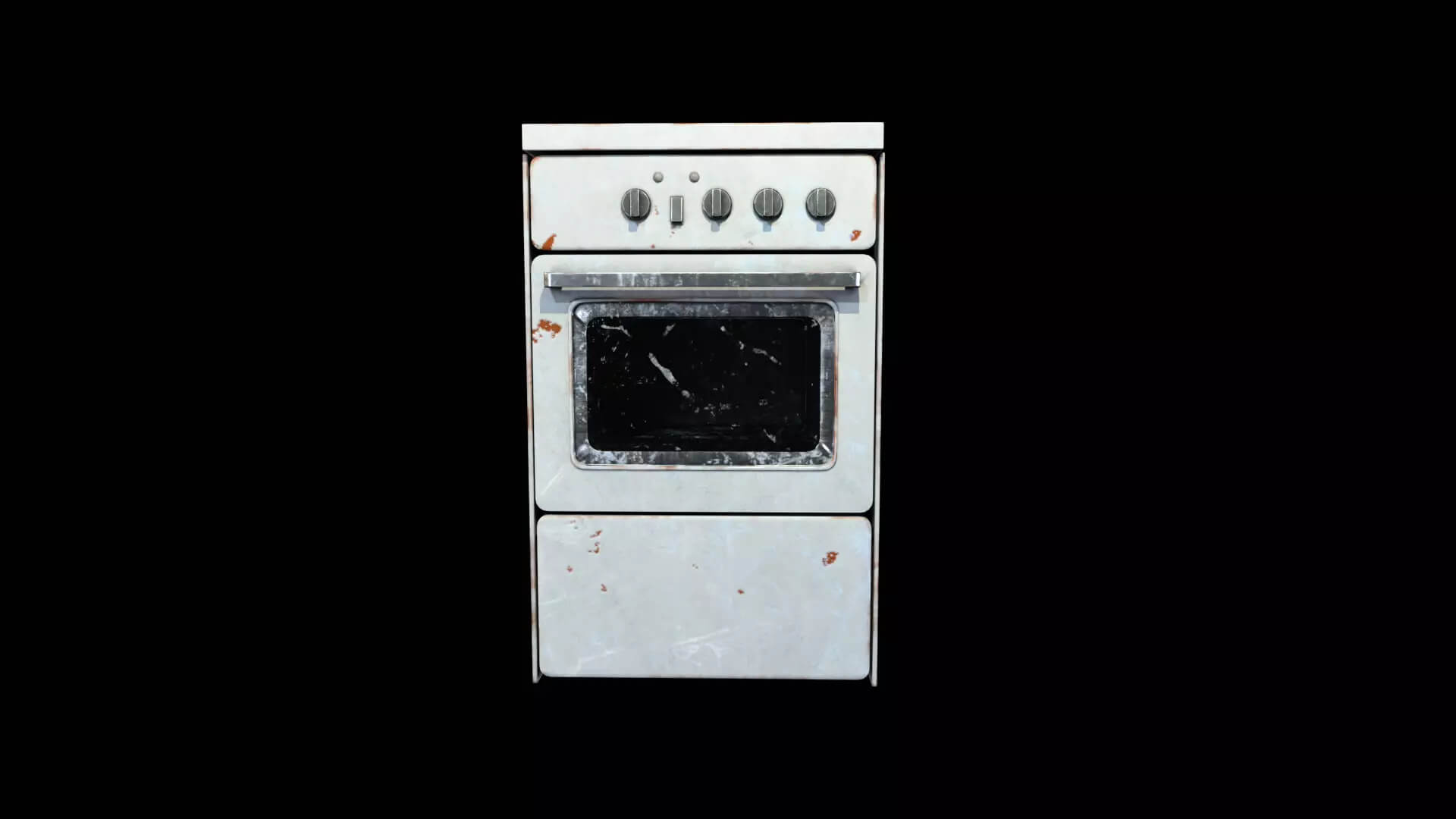 Old Electric Stove & Oven - Weathered PBR Low-Poly 3D Mo 3D Model
