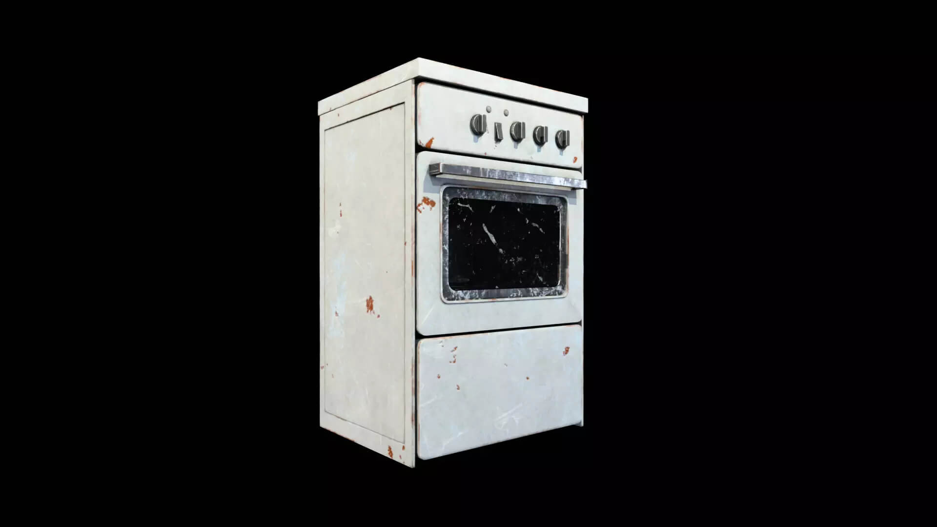 Old Electric Stove &amp Oven - Weathered PBR Low-Poly 3D Mo 3D Model