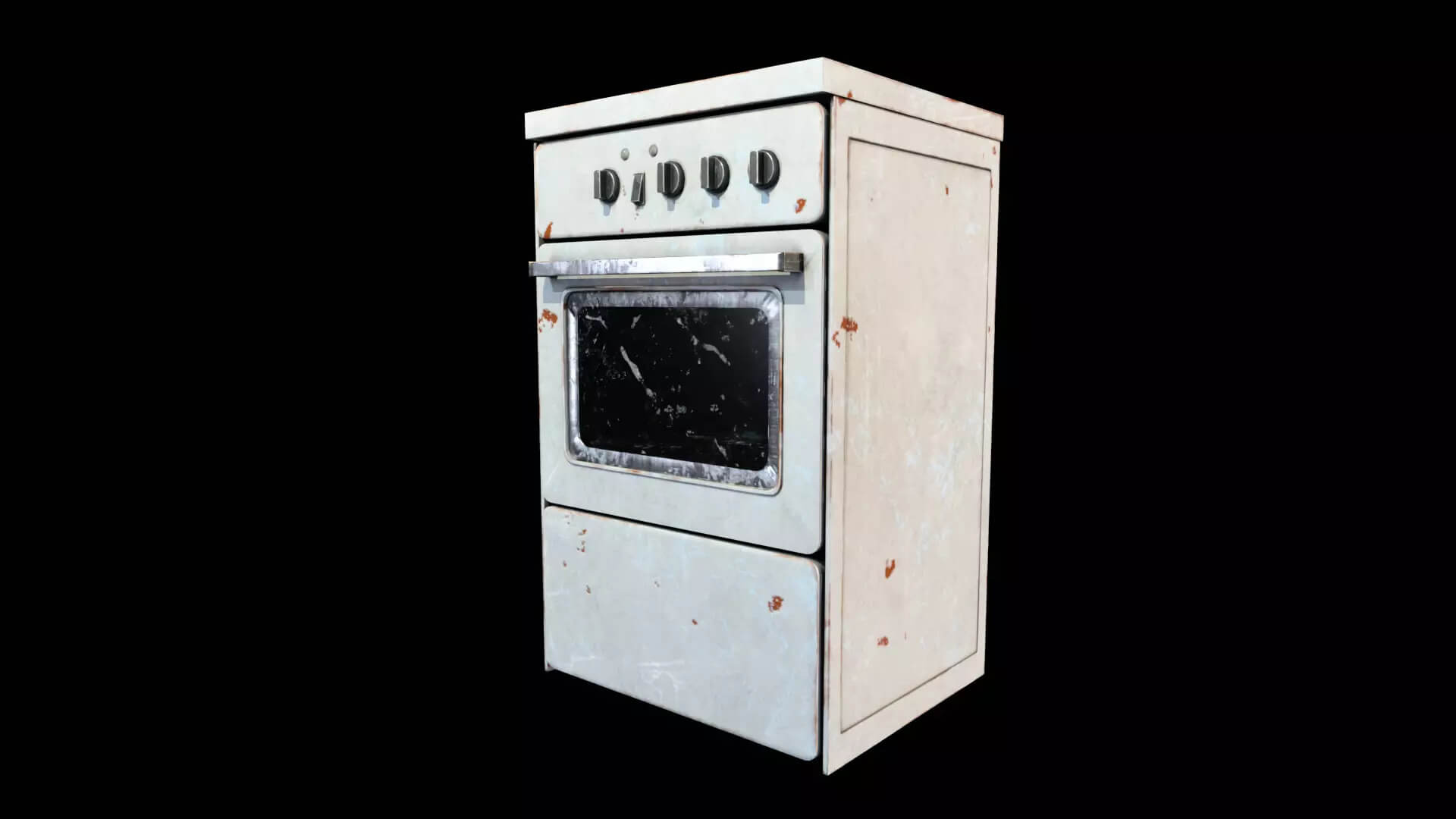 Old Electric Stove &amp Oven - Weathered PBR Low-Poly 3D Mo 3D Model