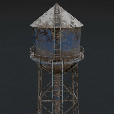 Old Water Tower (Abandoned Low-Poly PBR)