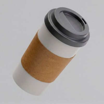 Paper Coffee Cup with Lid PBR 3D Model