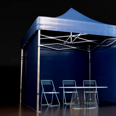 Promotional Event Canopy Tent with Table and Chairs 3d Model