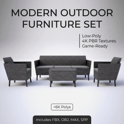 Rattan Garden Furniture Set (Sofa, Armchairs & Table) -