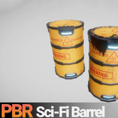 Sci-Fi Barrel - Low-Poly PBR 3D Model