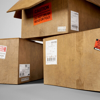 Set of 3 Cardboard Storage Boxes 4K PBR Low-Poly