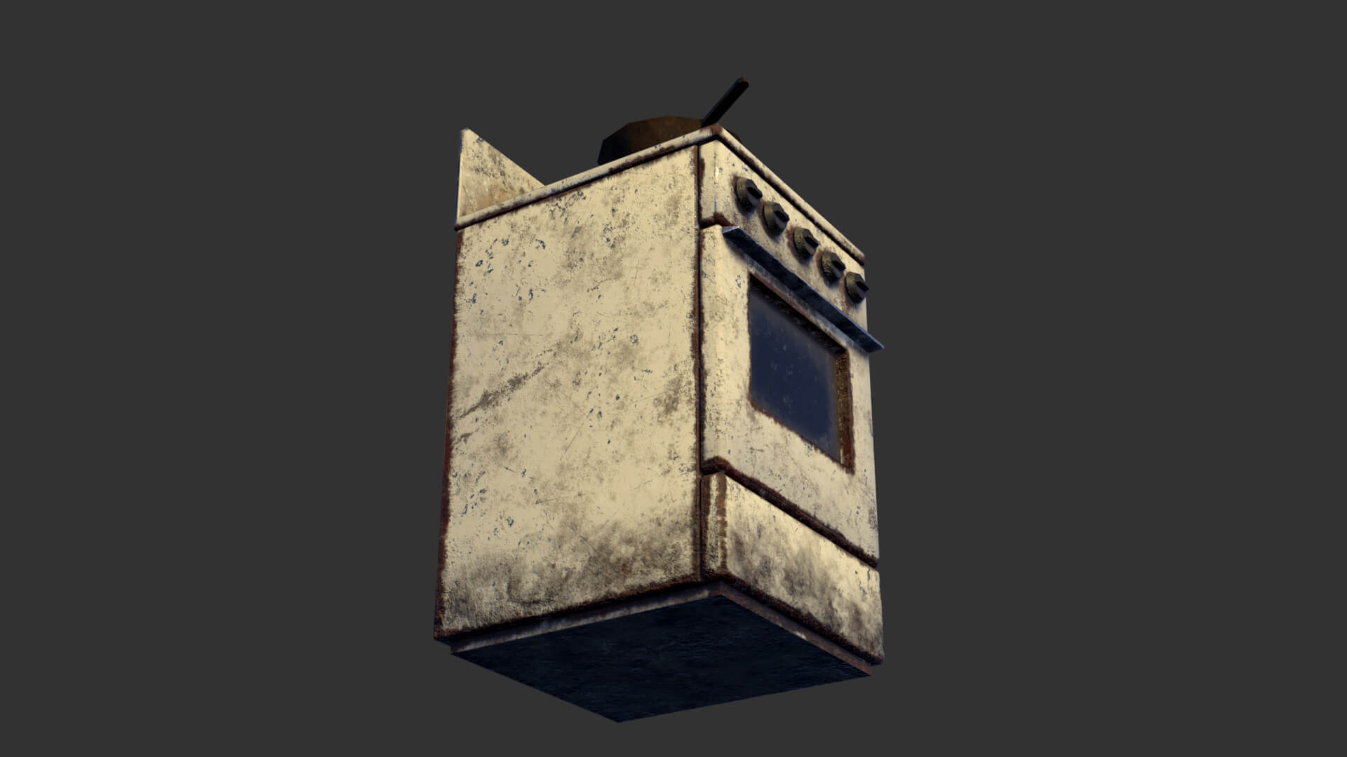 Soviet Gas Stove with Rusty Frying Pan &ndash Low-Poly PBR 3D Model