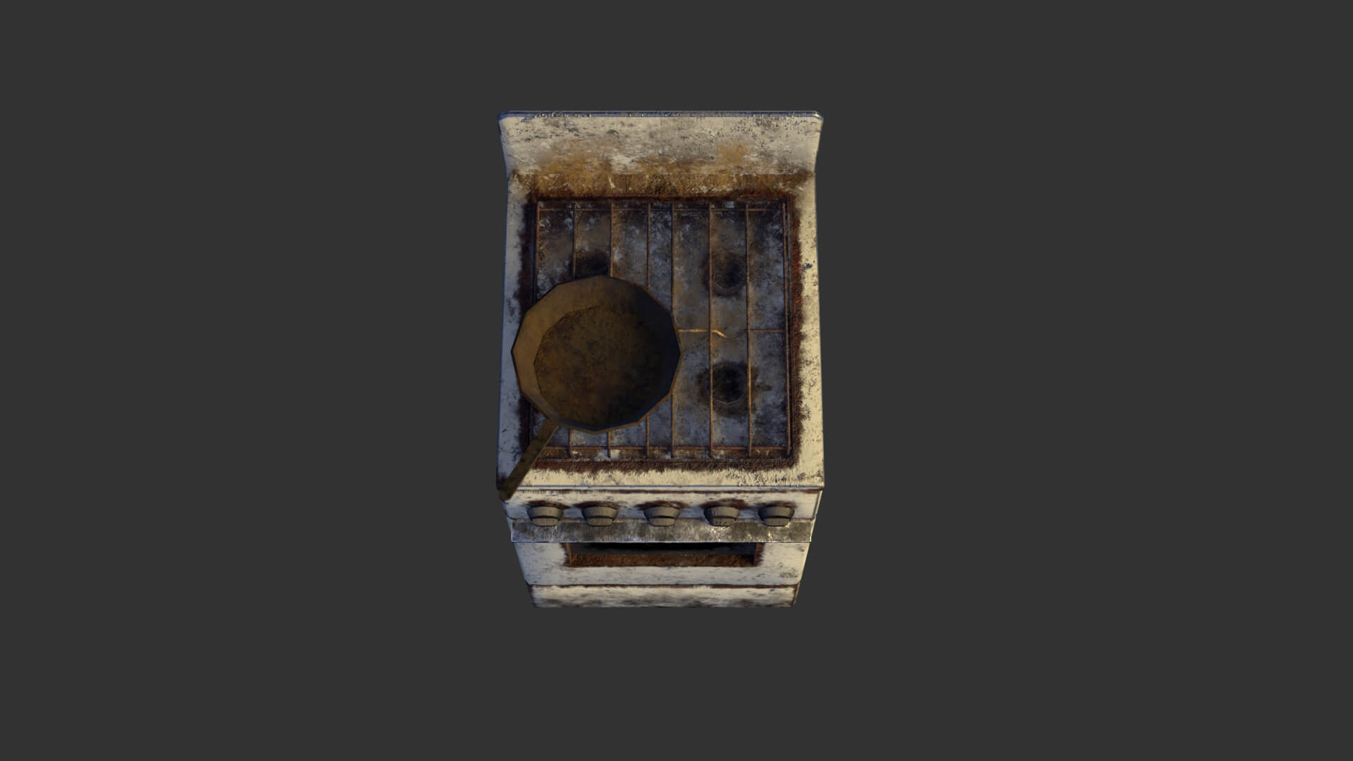 Soviet Gas Stove with Rusty Frying Pan &ndash Low-Poly PBR 3D Model