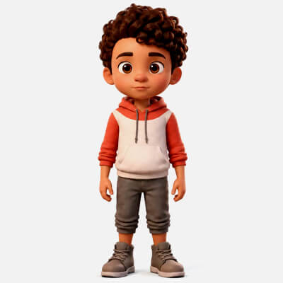 Stylized Cartoon Boy 3D Kid Character (Rigged and Animated)