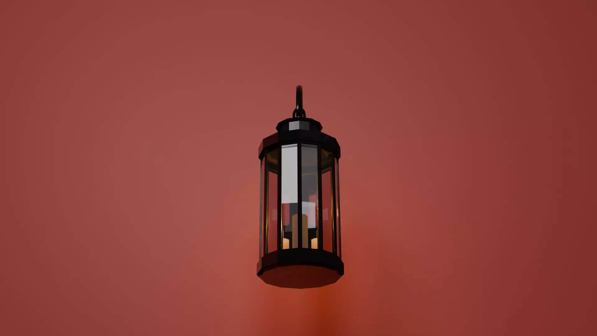 Stylized Medieval Wall Lantern with Candle - Game Ready Low 3D Model