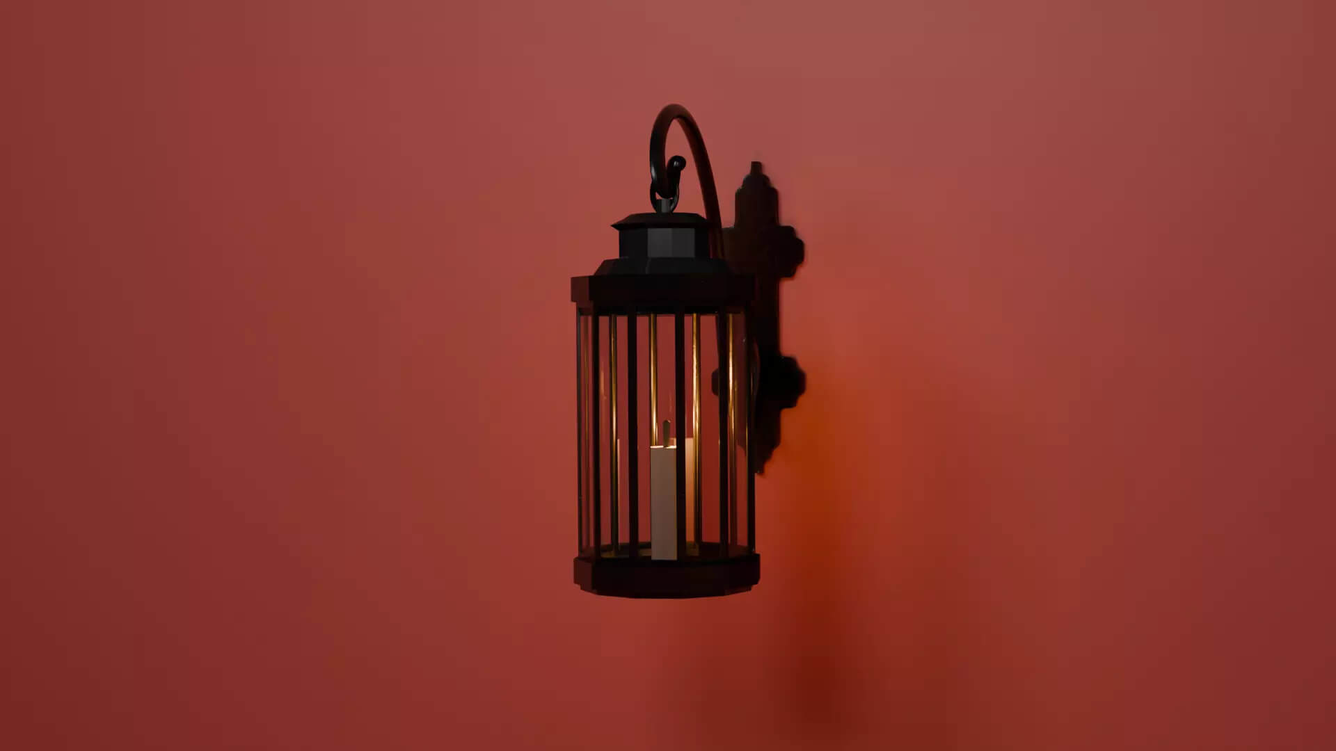 Stylized Medieval Wall Lantern with Candle - Game Ready Low 3D Model