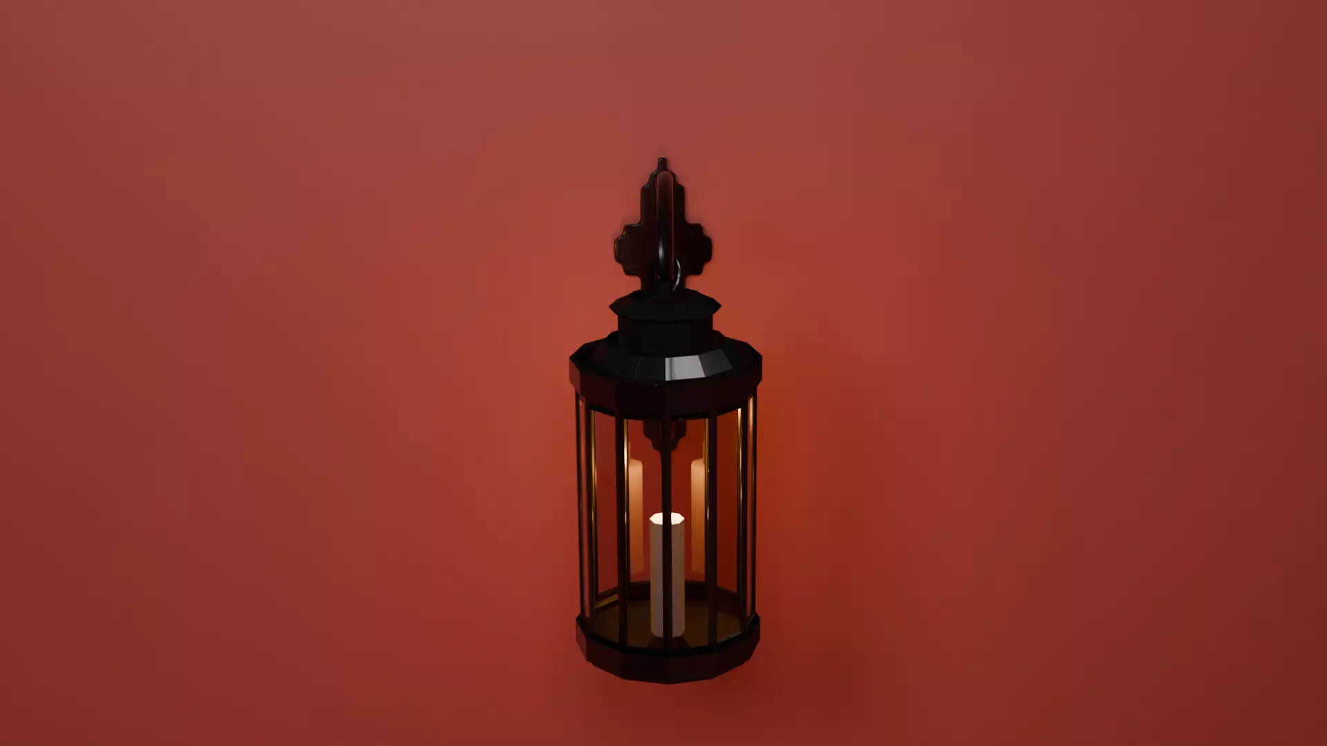 Stylized Medieval Wall Lantern with Candle - Game Ready Low 3D Model