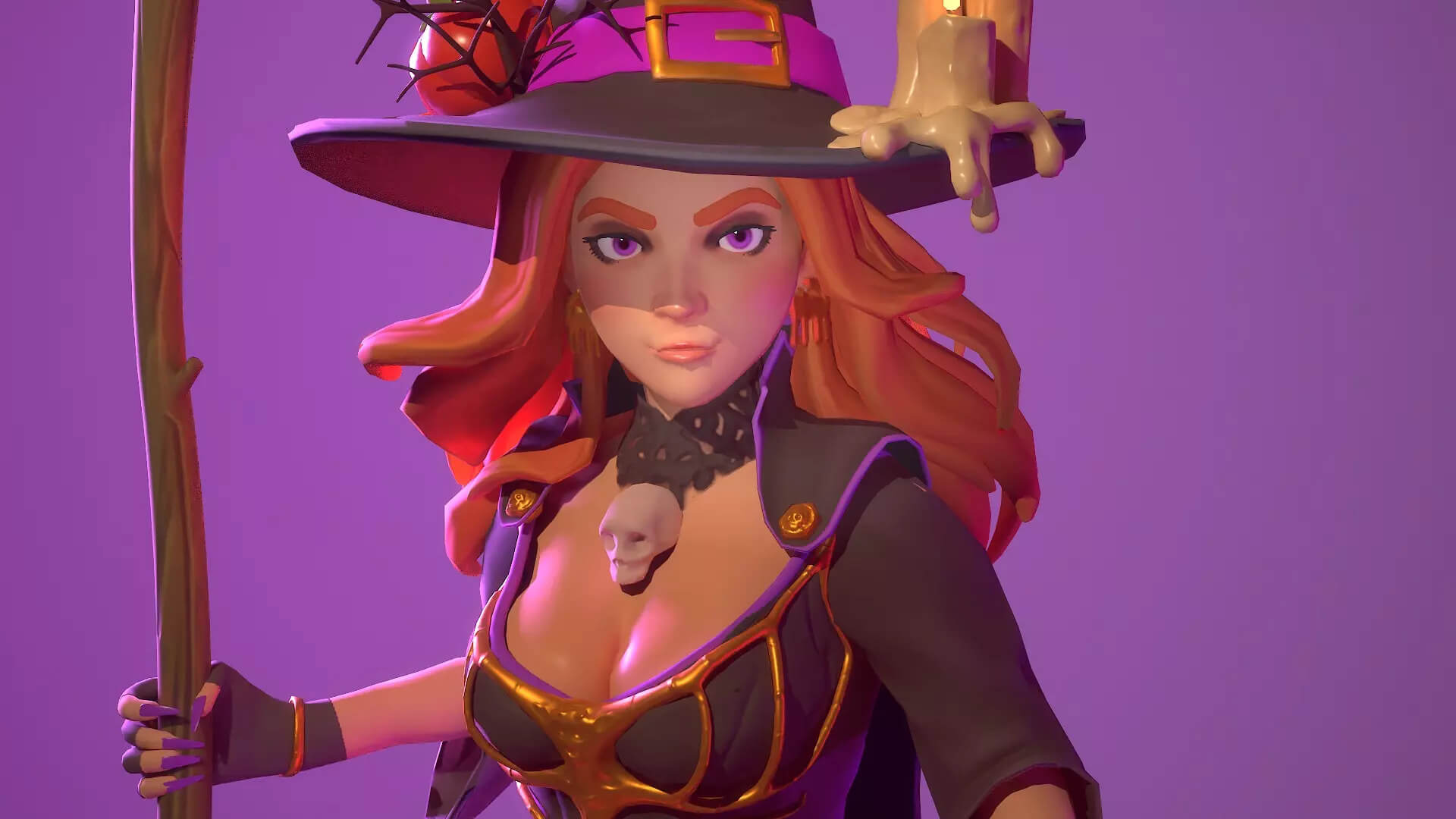 Stylized Witch Character with Broom - Rigged &amp ARKit Fac 3D Model