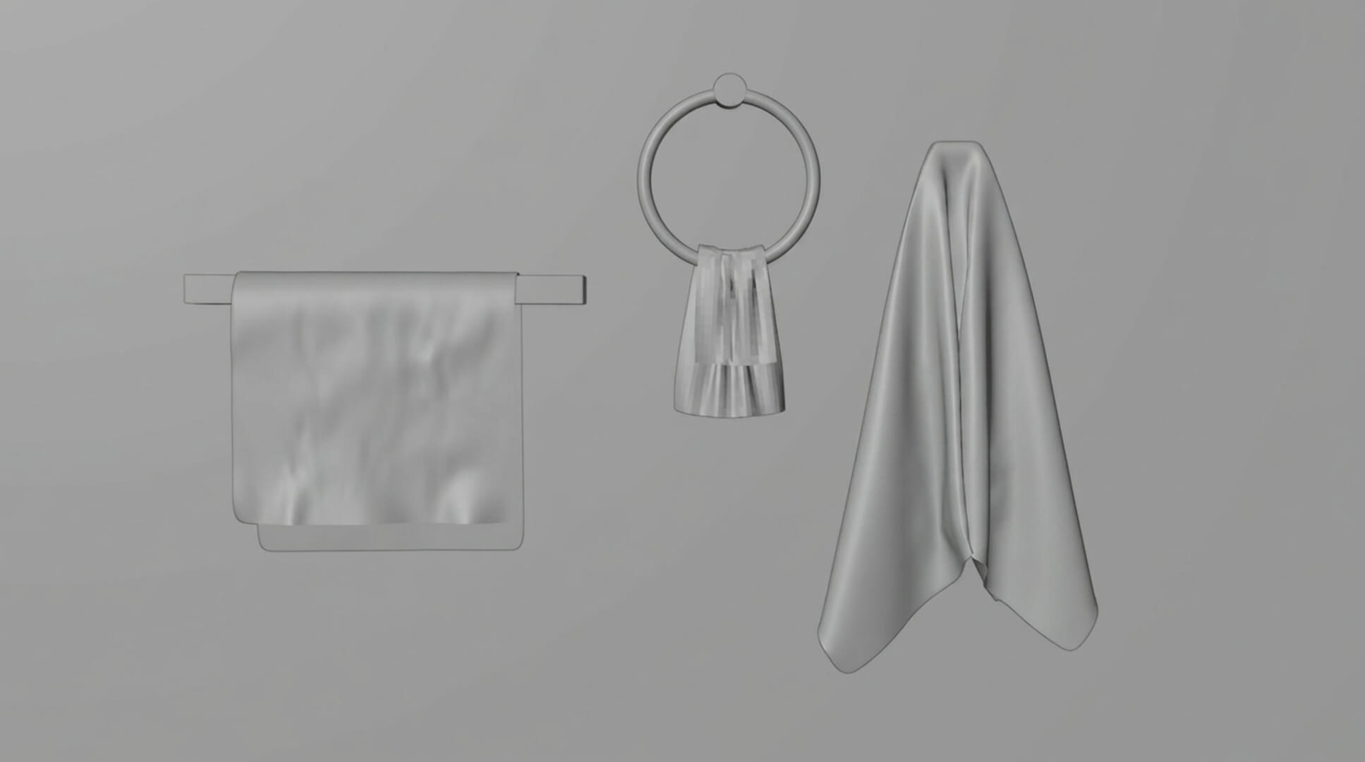 Towels Set Towel Hanging on Wall PBR 3D Model 3D Model