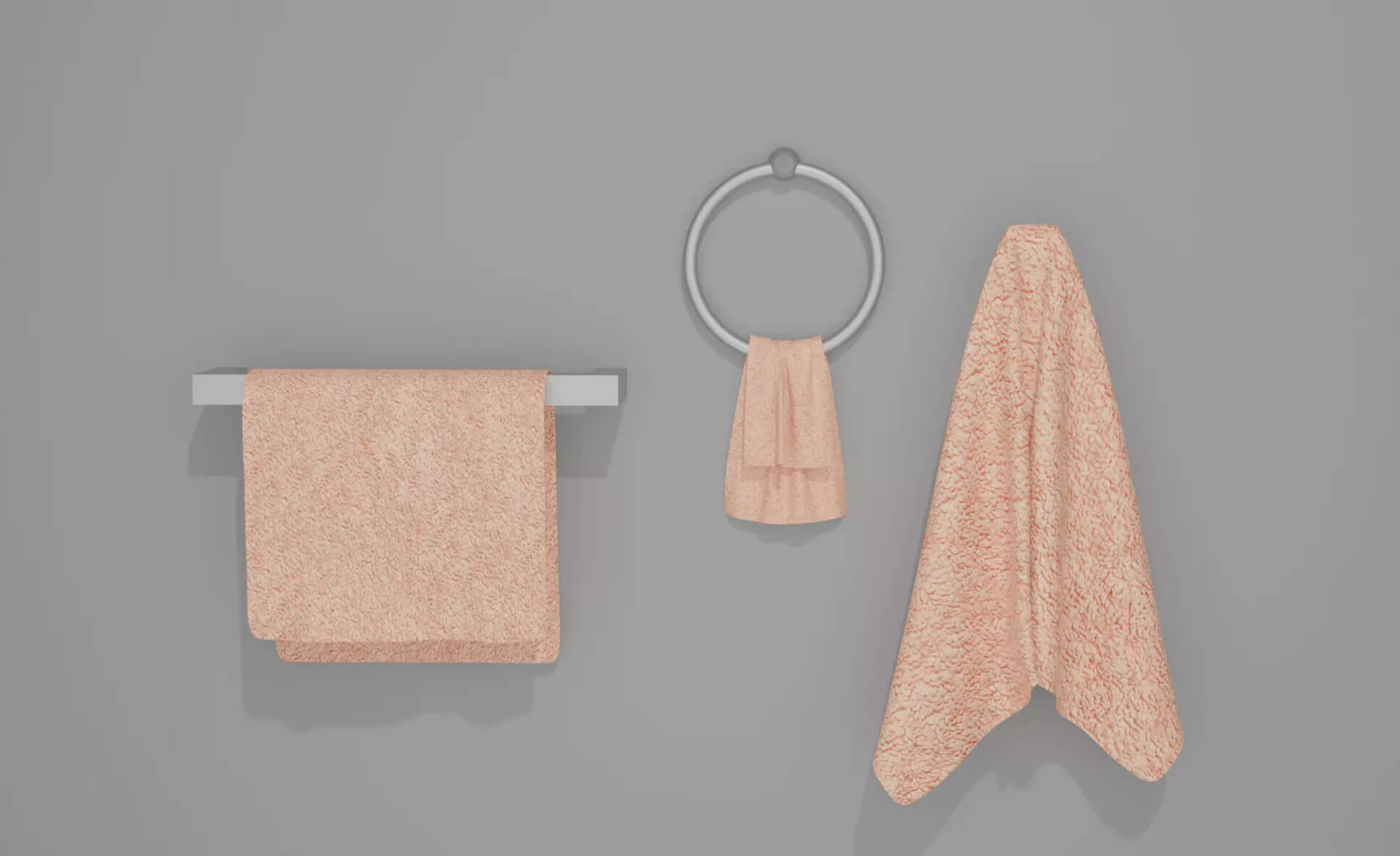 Towels Set Towel Hanging on Wall PBR 3D Model 3D Model