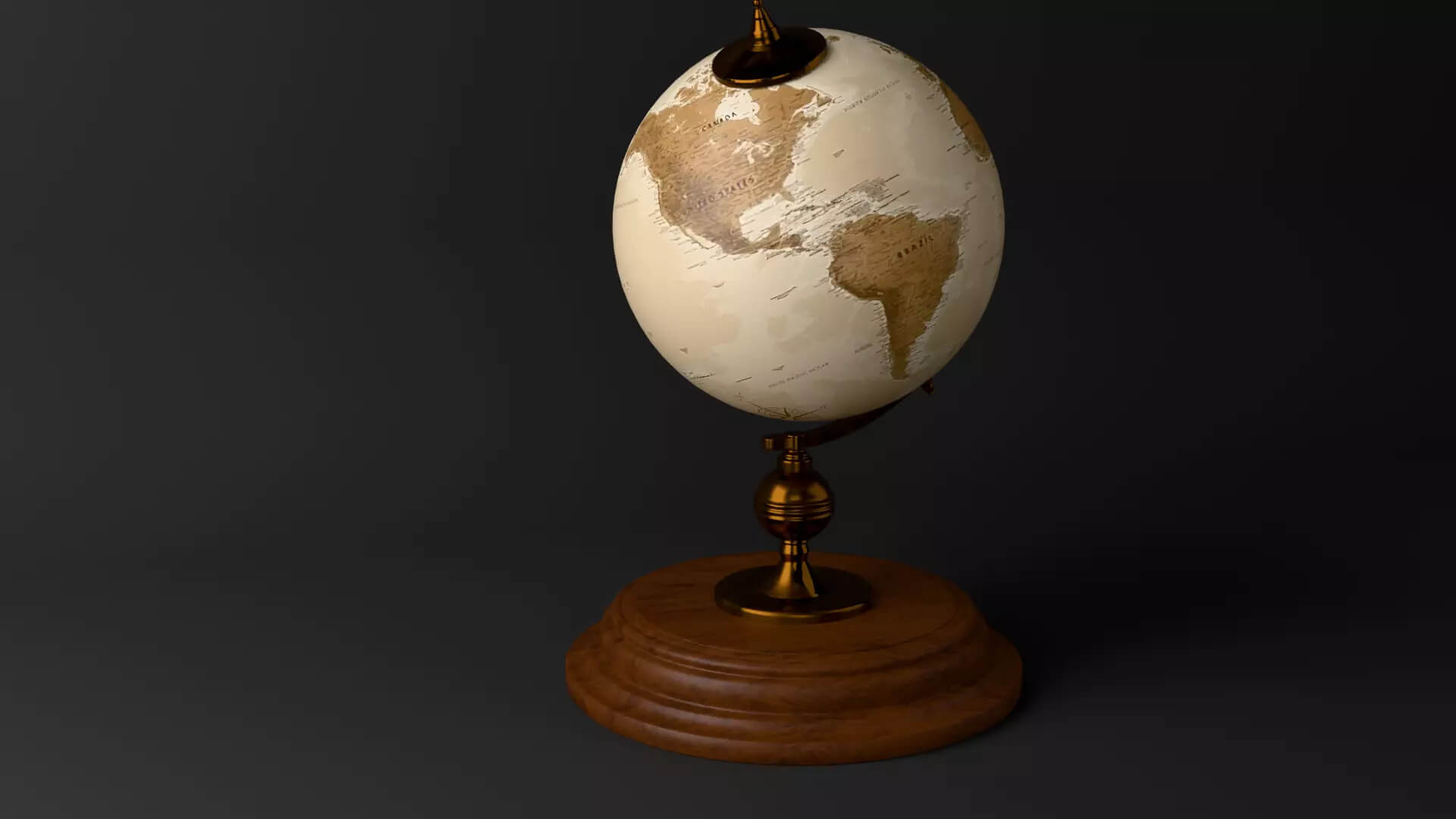 Vintage Desk Globe - Subdivision-Ready PBR 3D Model 3D Model
