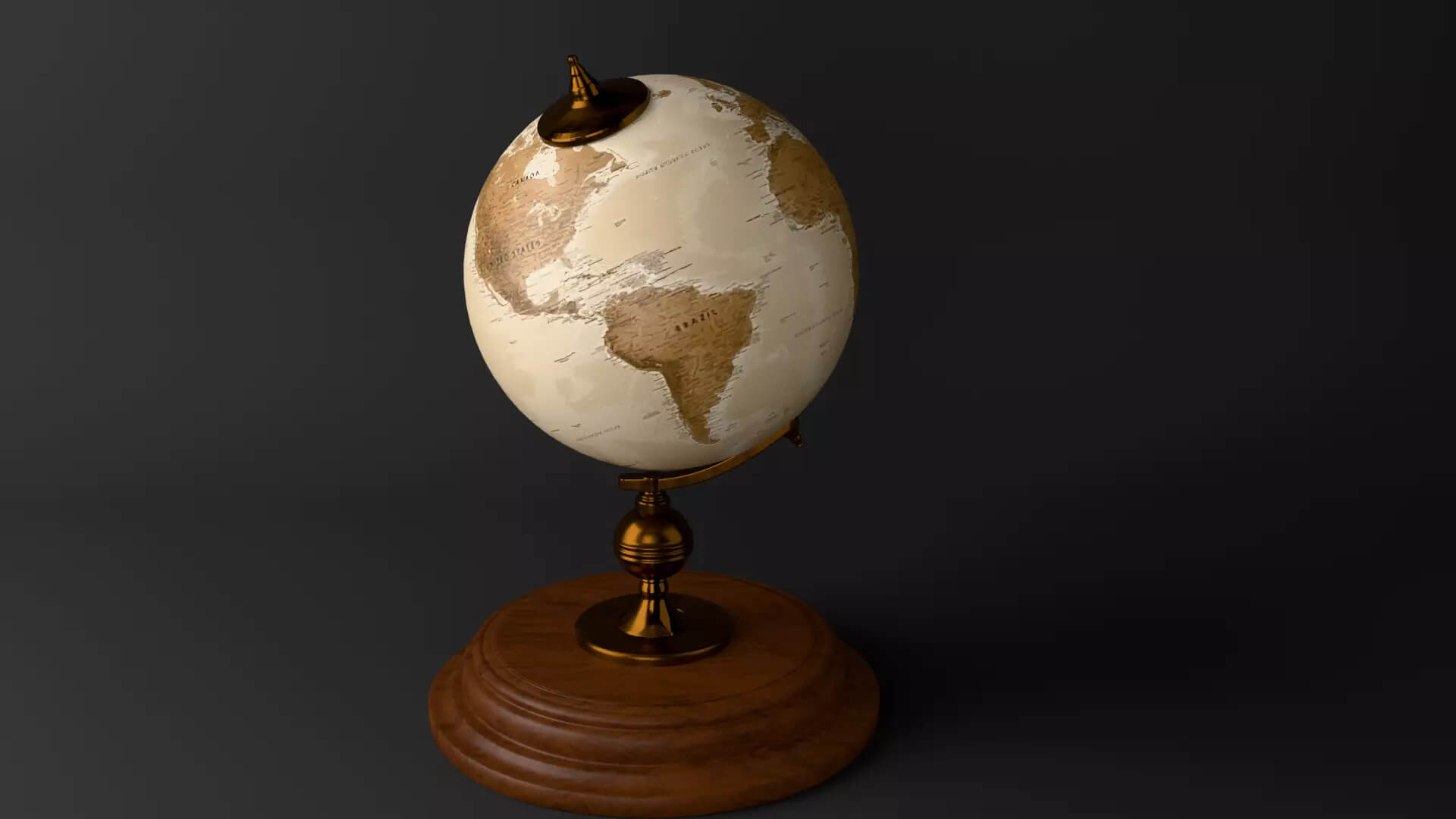 Vintage Desk Globe - Subdivision-Ready PBR 3D Model 3D Model