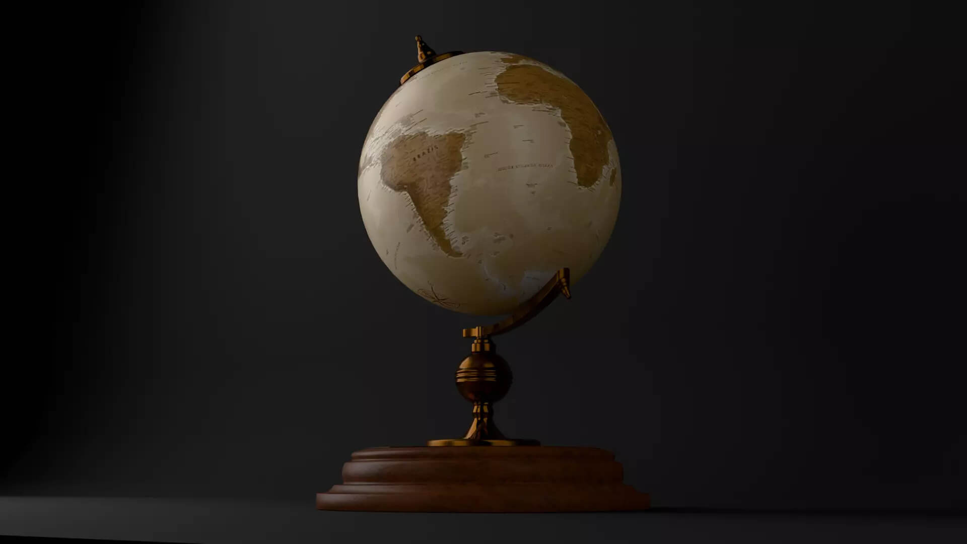 Vintage Desk Globe - Subdivision-Ready PBR 3D Model 3D Model