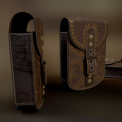Vintage Leather Satchel Bag Game-Ready 3D Model